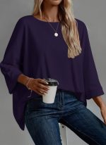 Kadın Truvakar Kollu Bisiklet Yaka Viskon Bluz - Görsel 3