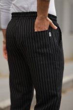 Erkek Beli Bağcıklı çizgili Pantolon - Görsel 3