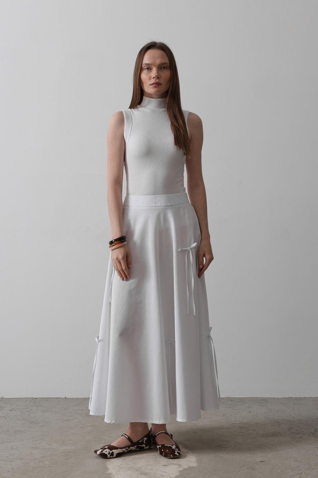 25f707fadd7d92094a53 Fiyonk Kloş Etek - Beyaz - Görsel 1