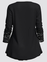 Kadın Uzun Kollu Dantel Detaylı Düğmeli Viskon Bluz - Görsel 3