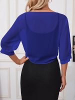 Kadın Truvakar Kol önden Bağlamalı Kısa şifon Bolero Ceket - Görsel 2