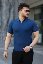 Erkek Viskon Kumaş Polo Yaka Desenli Tişört - Görsel 2