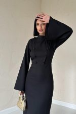 Siyah Tek Kollu Elbise - Görsel 2