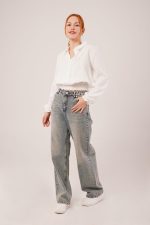 Bel Ve Bilek Lastikli Beyaz Bluz - Görsel 2