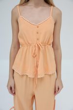 Fiyonklu Bluz Takım - Kavuniçi - Görsel 2