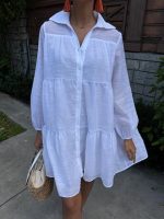 Gömlek Yaka Pileli Elbise 2898 - Görsel 3