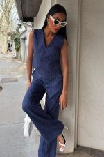 Yeleği Çapraz Detay Düğmeli Cepli Yelekli Takım 10150 - Görsel 2