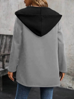 Kadın Uzun Kollu Kapşonlu çift Renkli şardonlu Iki Iplik Ceket - Görsel 2