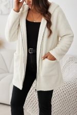 Kadın Uzun Kollu Kapşonlu önden Fermuarlı Cepli Welsoft Ceket