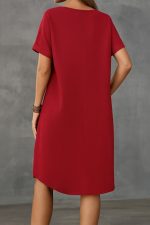 Kadın Kısa Kollu Kayık Yaka Bürümcük Elbise - Görsel 2