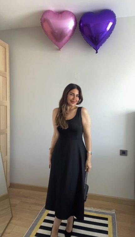 Kadın Askılı Kare Yaka Yırtmaçlı Midi Janjan Krep Elbise