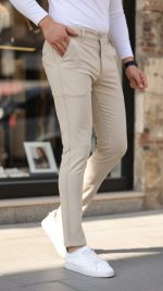 Erkek Slim Fit Likralı Gabardin Pantolon - Görsel 2