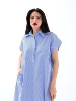 7450 ELBİSE-MAVİ BEYAZ ÇİZGİLİ - Görsel 3