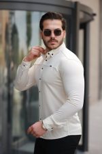 Erkek çıtçıt Düğmeli Dikiş Detaylı Uzun Kollu Gömlek - Görsel 2