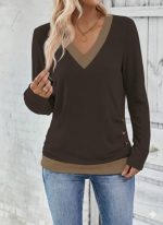 Kadın Uzun Kollu V Yakalı Yandan Düğmeli Yün Viskon Bluz