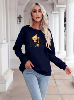 Kadın Uzun Kollu Bisiklet Yaka Viskon Iki Iplik Bluz - Görsel 3