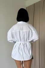 Beyaz Kapaklı Pileli Gömlek - Görsel 3