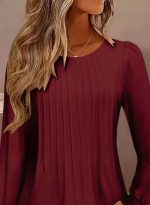 Kadın Uzun Kollu Yuvarlak Yaka Nervürlü Bluz - Görsel 2