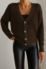 Kadın Uzun Kollu Düğme Detay Triko Hırka - Görsel 2