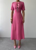 Wera Taşlı Fiyonk Detaylı Elbise - Görsel 2