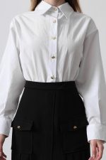 Pileli Kontrast Gömlek Elbise - Beyaz - Görsel 3