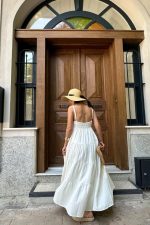 Ekru Askılı Parçalı Müslin Elbise - Görsel 3