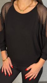 Kadın Omuzları File Detay Fakir Kol Bluz - Görsel 3