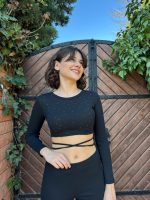 Kadın Paçası Yırtmaç Detaylı Taşlı Bel Bağlamalı Kaşkorse İkili Takım - Görsel 3