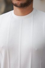 Erkek Desenli çizgi Kabartmalı Kısa Kollu Tişört - Görsel 3