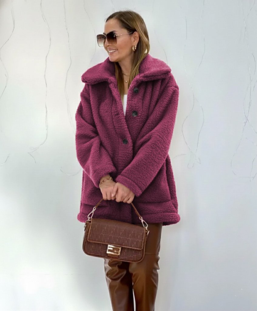 320333073ffdabe5f1dc Kadın Uzun Kollu Yakalı önden Düğmeli Welsoft Kaban - Görsel 1