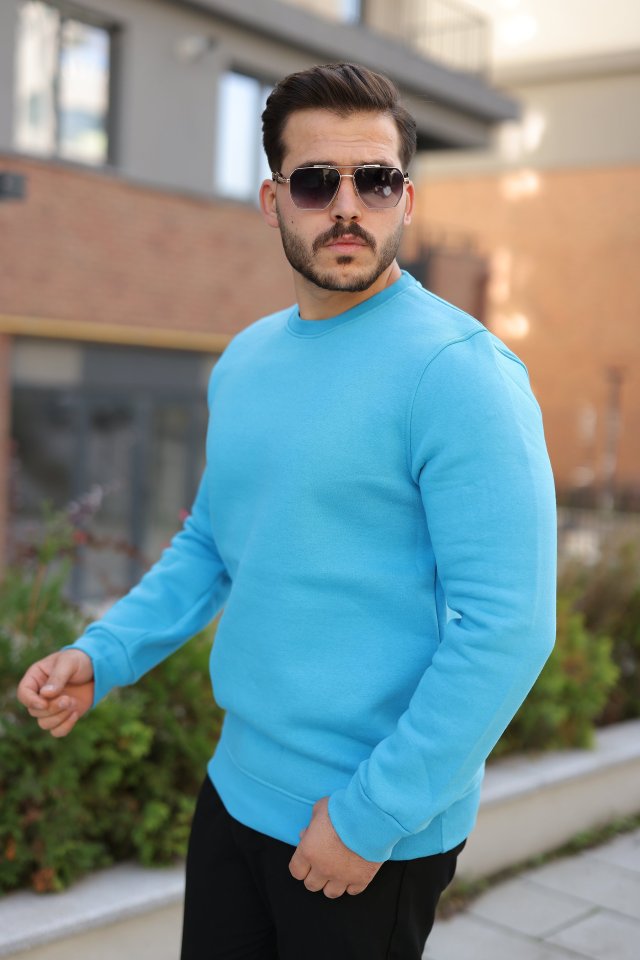 32c69e043f843ee73afa757e07361753 Erkek Üç İplik Şardonlu Sweatshirt - Görsel 1