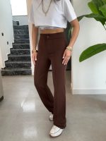 Kadın Yüksek Bel Full Likralı Krep Kumaş Pantolon - Görsel 3