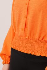 Bel Ve Bilek Lastikli Turuncu Bluz - Görsel 3