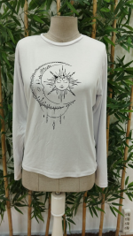 Kadın Uzun Kollu Bisiklet Yaka Ay Baskılı Viskon Bluz - Görsel 2