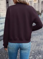 Kadın Uzun Kollu önden Fermuarlı Cepli Modal Mürdüm Ceket - Görsel 3