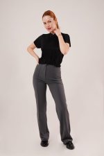 Fitilli Kısa Kollu Parlak Siyah Bluz - Görsel 3