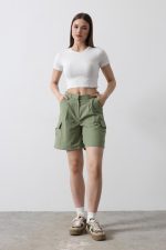 Cargo Cepli Şort - Haki - Görsel 2