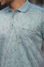 Erkek Yakalı Jakar Baskılı Kısa Kollu T-shirt - Görsel 3