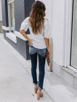 Kadın Kısa Kollu Pileli Balın Kol Bürümcük Bluz - Görsel 3