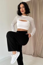 Siyah Pensli Lastik Detaylı Pantolon - Görsel 2