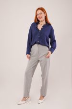 İnce Çizgi Detaylı Lacivert Gömlek - Görsel 2