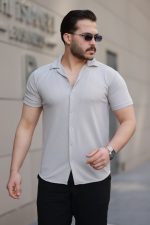 Erkek Kısa Kollu örme Kumaş Pamuklu Gömlek