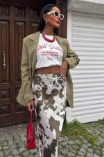 İnce Deri Kemerli Chanel Saten Etek 4050 - Görsel 2