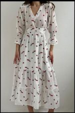 Kırmızı Gipeli Vual Elbise - Görsel 3