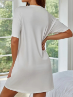 Kadın Kısa Kollu Yazı Baskılı Basic Mini Elbise - Görsel 2