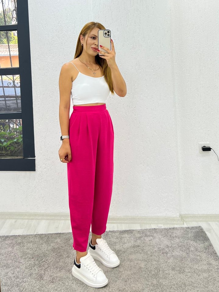 3b7c08bc9407d93c9d880913b9198da9 Kadın Aerobin Kumaş Bel Lastikli Pileli Pantolon - Görsel 1