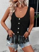 Kadın Askılı Yuvarlak Yaka önden Düğmelipüsküllü Triko Bluz - Görsel 3