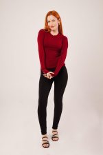 Uzun Kollu Basic Bordo Bluz - Görsel 3