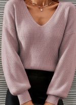 Kadın Uzun Kollu V Yakalı Triko Bluz - Görsel 2