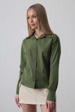 Basic Gömlek - Koyu Haki - Görsel 3